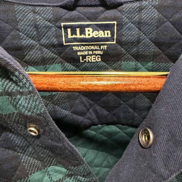LL Bean plaid quilted overshirt - Picture 3 of 4